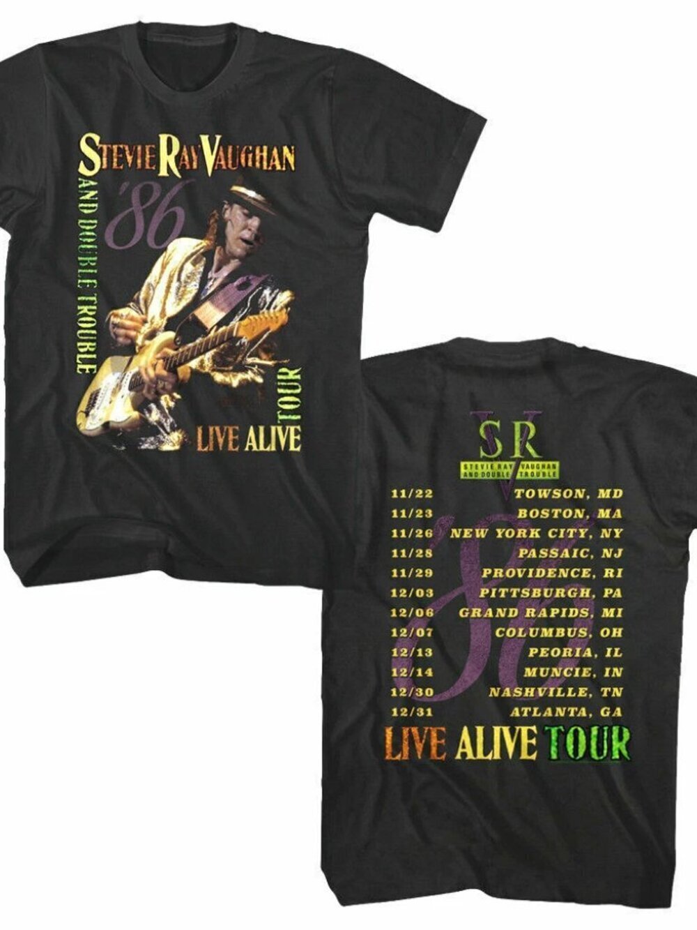 Stevie Ray Vaughan & Double Trouble LIVE ALIVE Tour 1986 Unisex T Shirt